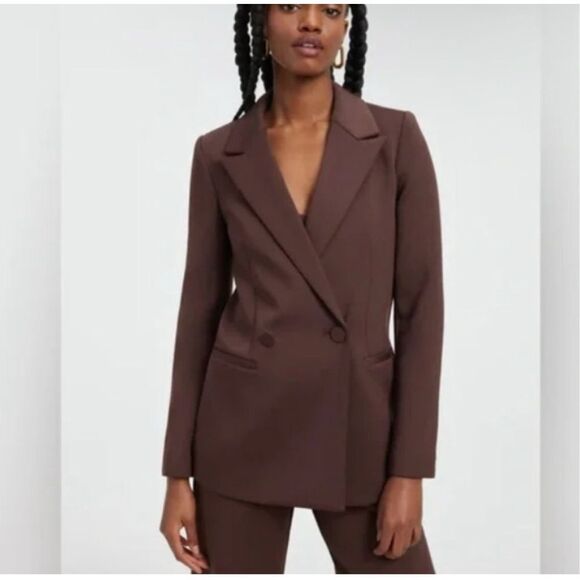 Good American Brown Double Breasted Scuba Suit Blazer and Slacks Size 3 (L) - Picture 3 of 14